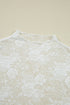 Sheer Floral Lace Mesh Mock Neck Elegant Long Sleeve Fitted Top